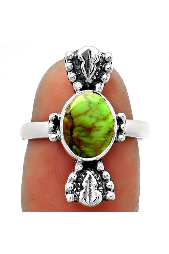 Natural Green Matrix Turquoise 925 Sterling Silver Ring s.6.5 Jewelry R-1126 SDR183287