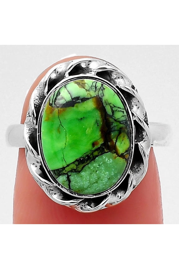 Natural Green Matrix Turquoise 925 Sterling Silver Ring s.7 Jewelry R-1083 SDR159239