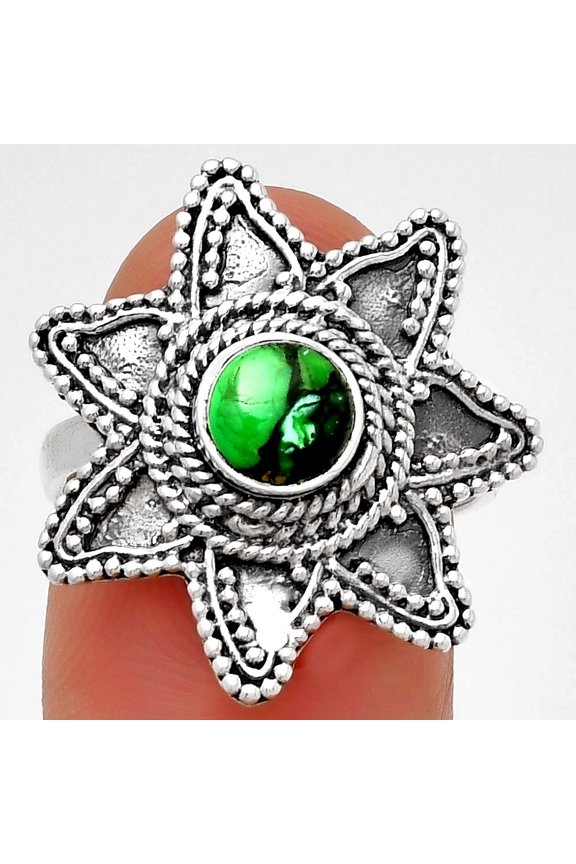 Natural Green Matrix Turquoise 925 Sterling Silver Ring s.7 Jewelry R-1146 SDR191651