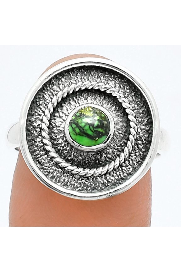 Natural Green Matrix Turquoise 925 Sterling Silver Ring s.8 Jewelry R-1439 SDR244299