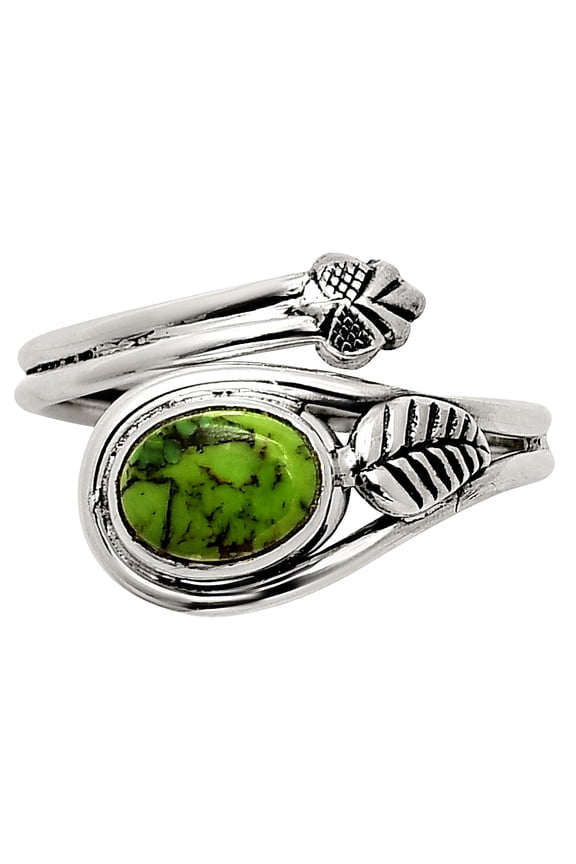 Natural Green Matrix Turquoise 925 Sterling Silver Ring s.9 Jewelry R-1276 SDR249828