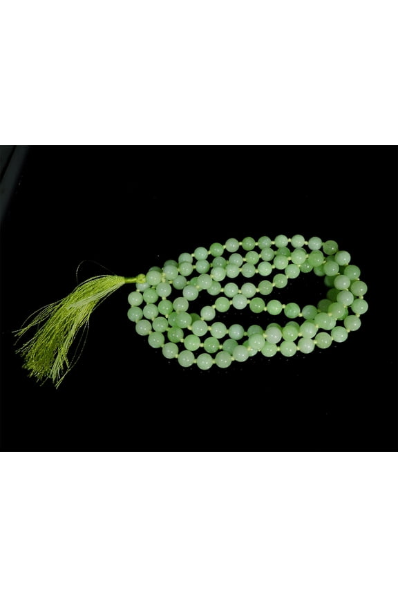 Natural Green Moonstone Round Beads Gemstone Tassel Necklace Beads Necklace