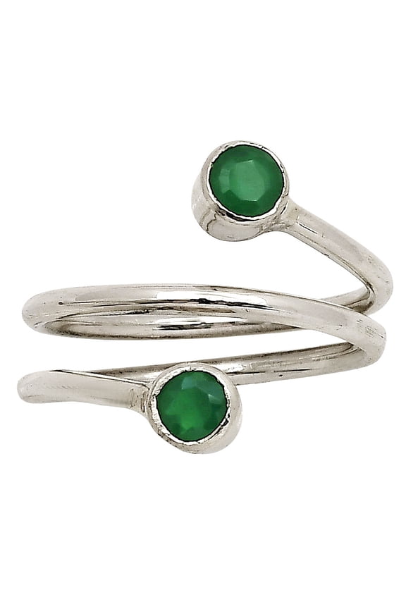 Natural Green Onyx 925 Sterling Silver Ring s.6 Jewelry R-1185 SDR250808