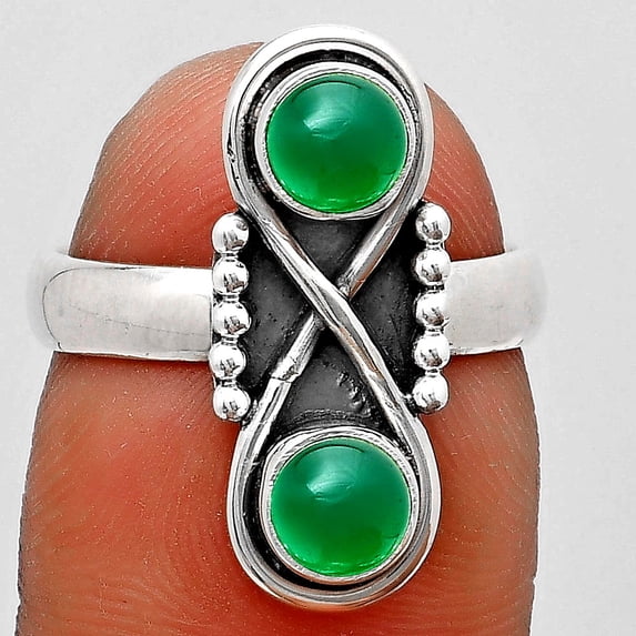 Natural Green Onyx 925 Sterling Silver Ring s.7 Jewelry R-1516 SDR186726