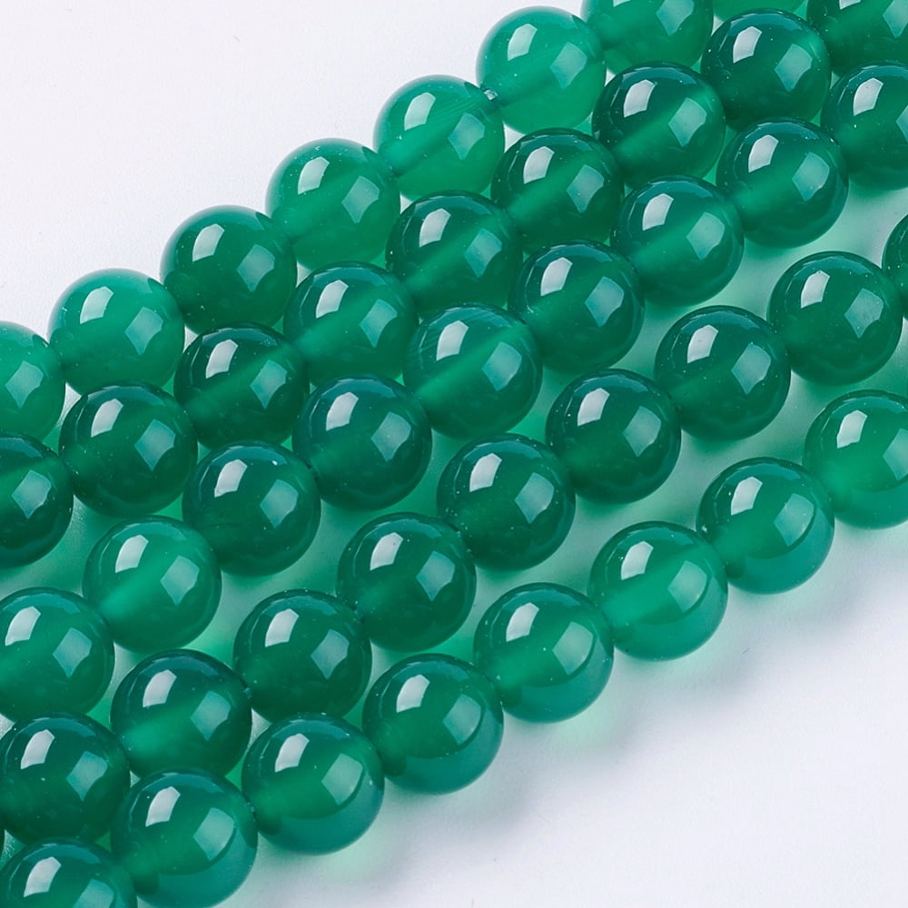 Natural Green Onyx Agate Beads Strands Dyed & Heated Round Green 8mm Hole: 1mm