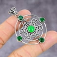 thumbnail image 1 of Natural Green Onyx Gemstone Handmade 925 Sterling Silver Pendant 2.17", 1 of 4