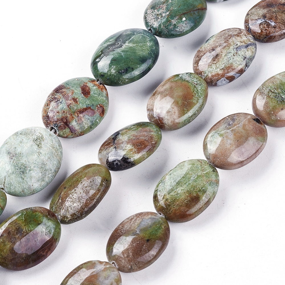 Natural Green Opal Beads Strands Oval 17.5~19x13.5~14x6~7mm Hole: 0.8mm about 22pcs/strand 15.5~15.7 inch(39.5~40cm)