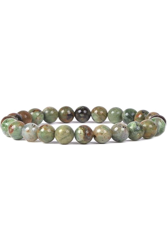 Natural Green Opal Gemstone 8mm Round Beads Stretch Bracelet 7 Inch Unisex