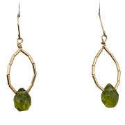 Peridot Natural Green Briolette 14k Gold Earrings | 1 1/2" Long |