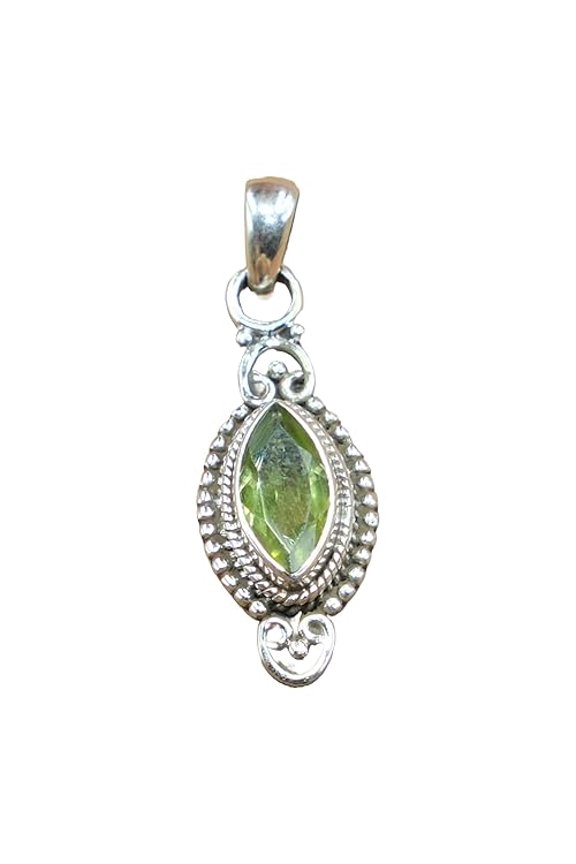 Natural Green Peridot Gemstone 925 Sterling Silver Handmade Statement Pendant Gift Jewelry For Her