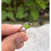 Natural Green Peridot Gemstone Ring, Round Cut Ring, Womens Ring, 925 Sterling Silver Ring Wedding Gift For Him