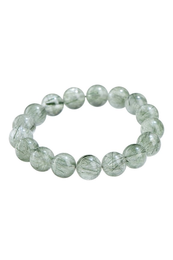 Natural Green Rutilated Quartz 8A+ Grade Bracelet 10mm Round Beads, High-Quality Crystal Jewelry for Energy & Healing