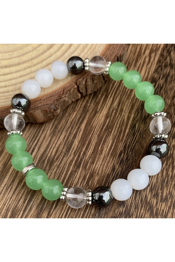Natural Green Stone White Marble Beaded Bracelet Handmade Yoga Meditation Jewelry Unisex Accessory