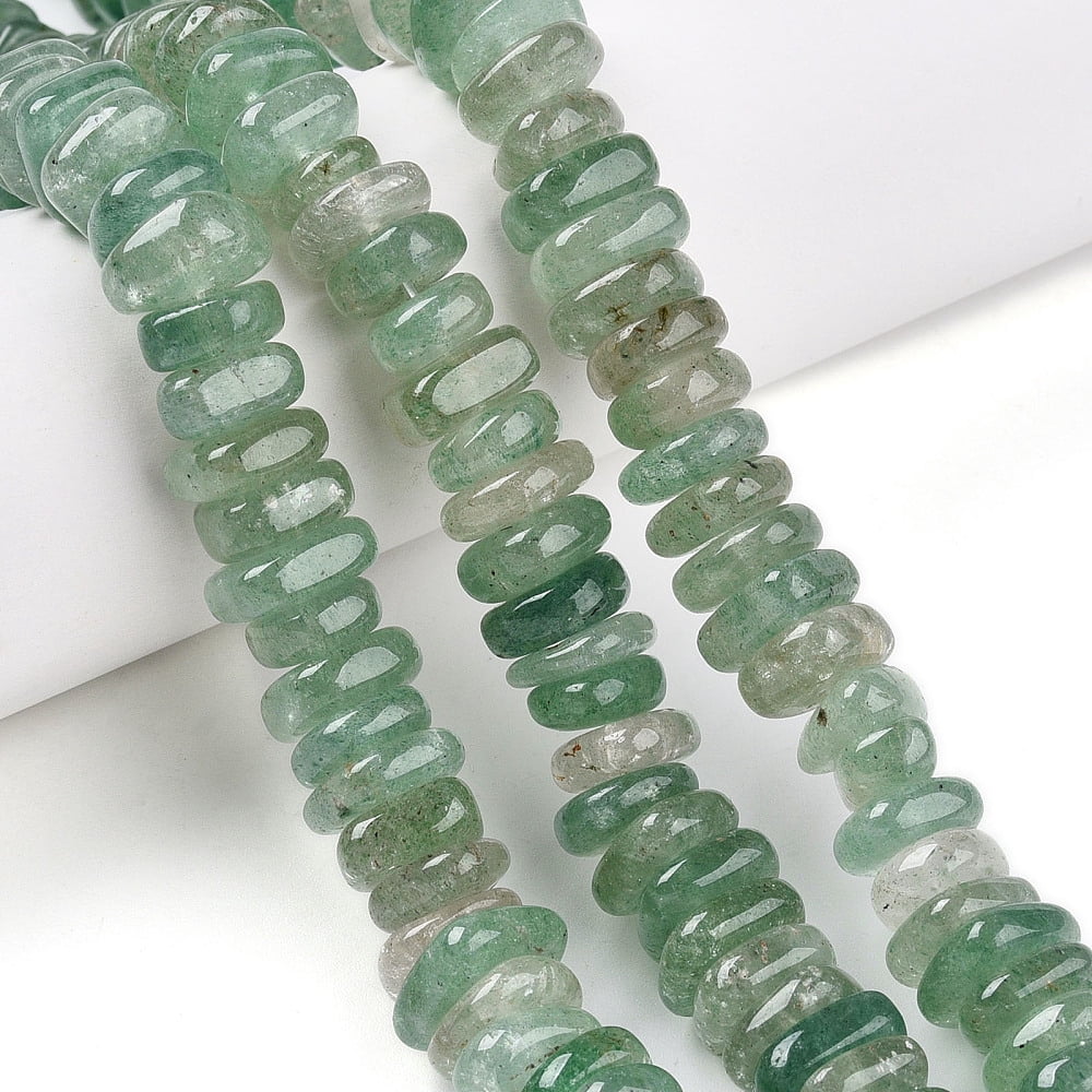 Natural Green Strawberry Quartz Beads Strands 9~13.5x8~12x3~6.5mm Hole: 1.2mm 86~91pcs/strand 14.96~15.55''(38~39.5cm)