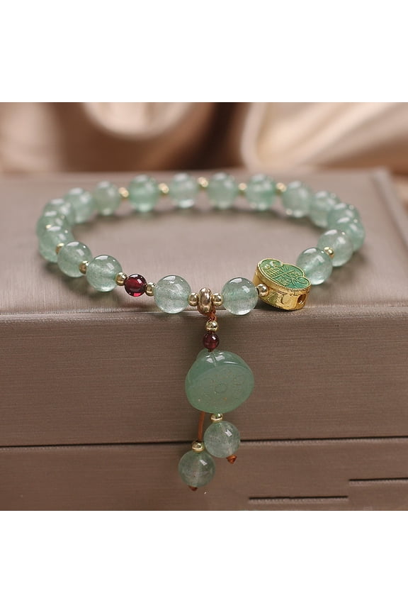 Natural Green Strawberry Quartz Bracelet Female Good Luck Lotus