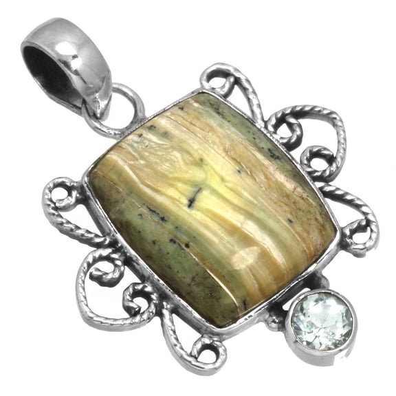 Natural Green Swiss Opal Unique Pendant Solid 925 Sterling Silver