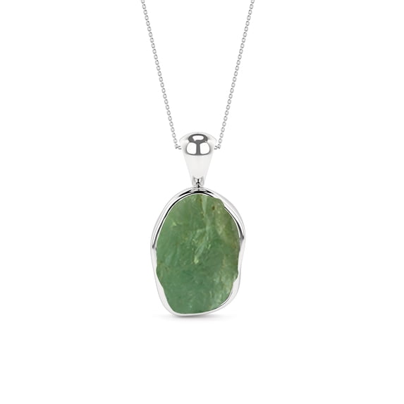 Natural Green Tourmaline Rough Shape Pendant Necklace in Sterling Silver for Women with 18" Adj. Chain, October Birthstone Jewelry for Her Birthday, Wedding Anniversary, Christmas, Mothers Day