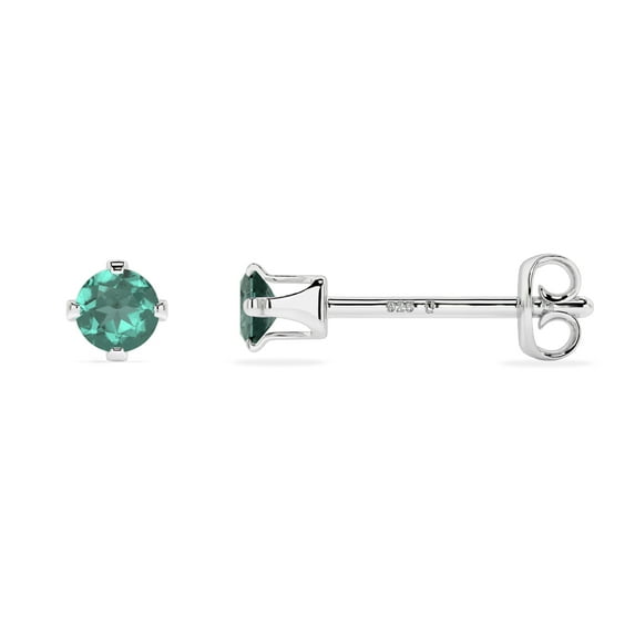 Natural Green Tourmaline Round Shape Stud Earrings in Sterling Silver for Women, October Birthstone Jewelry for Her Birthday, Wedding Anniversary, Christmas, Mothers Day