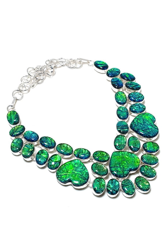 Natural Green Triplet Opal 925 Sterling Silver Jewelry Necklace 18"