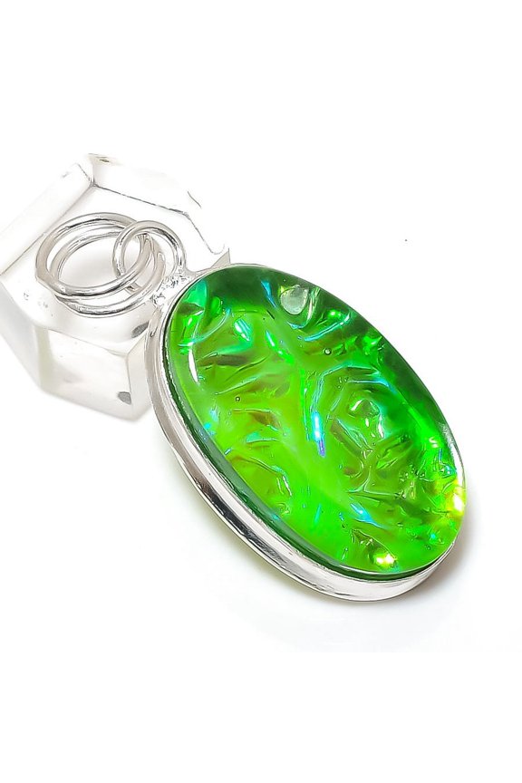 Natural Green Triplet Opal 925 Sterling Silver Jewelry Pendant 1.97"