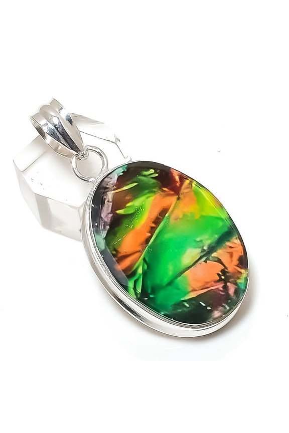 Natural Green Triplet Opal 925 Sterling Silver Jewelry Pendant 2.09"