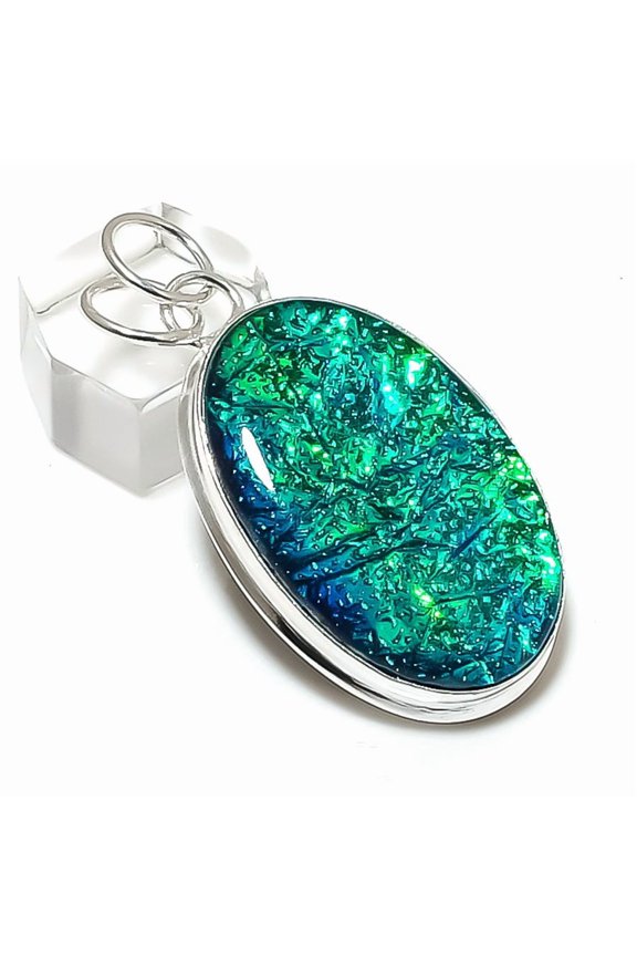 Natural Green Triplet Opal 925 Sterling Silver Jewelry Pendant 2.09"