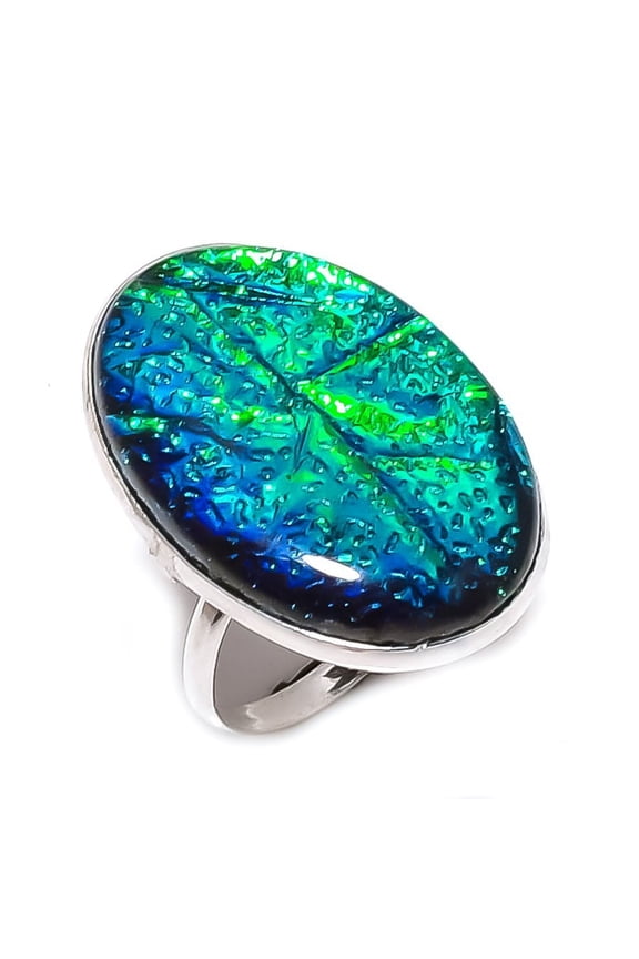 Natural Green Triplet Opal Gemstone 925 Sterling Silver Jewelry Ring Size 7