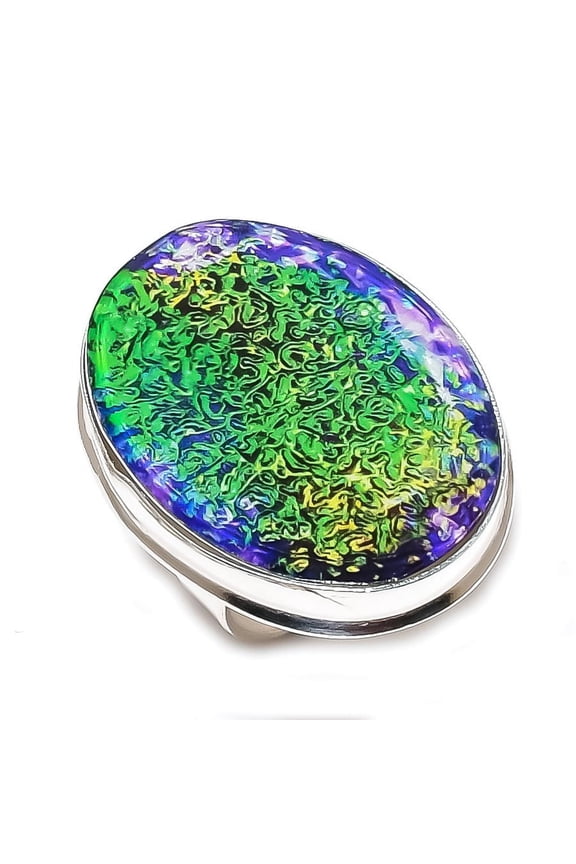 Natural Green Triplet Opal Gemstone 925 Sterling Silver Jewelry Ring Size 8