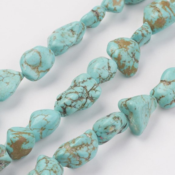 Natural Green Turquoise Beads Strands Nuggets 9~19x7~12x5~11mm Hole: 1mm 30pcs/strand 15.55 inch