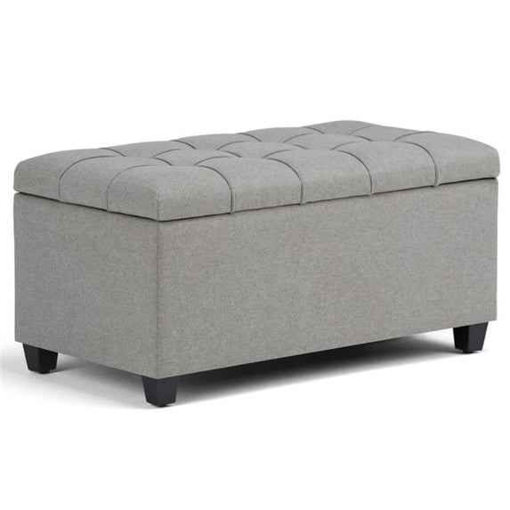 Natural Greige Tufted Storage Ottoman in Dove Gray