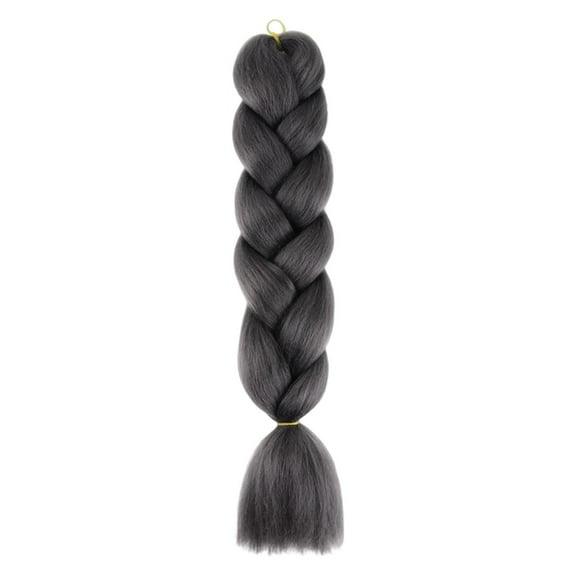 Natural Grey Braiding Hair Extensions High Temperature Fiber Jumbo Braiding Hair Extensions One Pack Black Braiding Hair(1pc-24 Inch)