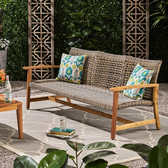 Natural Grey Color - Long - lasting Woven Seat - Patio or Backyard - Comfortably Seat Three People