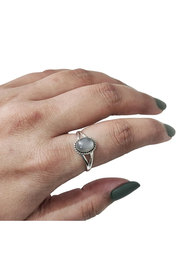 Natural Grey Moonstone Ring, Gray Moonstone Gemstone Ring, June Birthstone, Adjustable Tiny Ring, Toe Ring, 925 Sterling Silver, Womens Boho Ring, Christmas, Wedding, Handmade Statement Jewelry