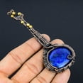 thumbnail image 1 of Natural Guitar Lapis Lazuli Gemstone Handmade Copper Wire Wrap Pendant 4.33, 1 of 4