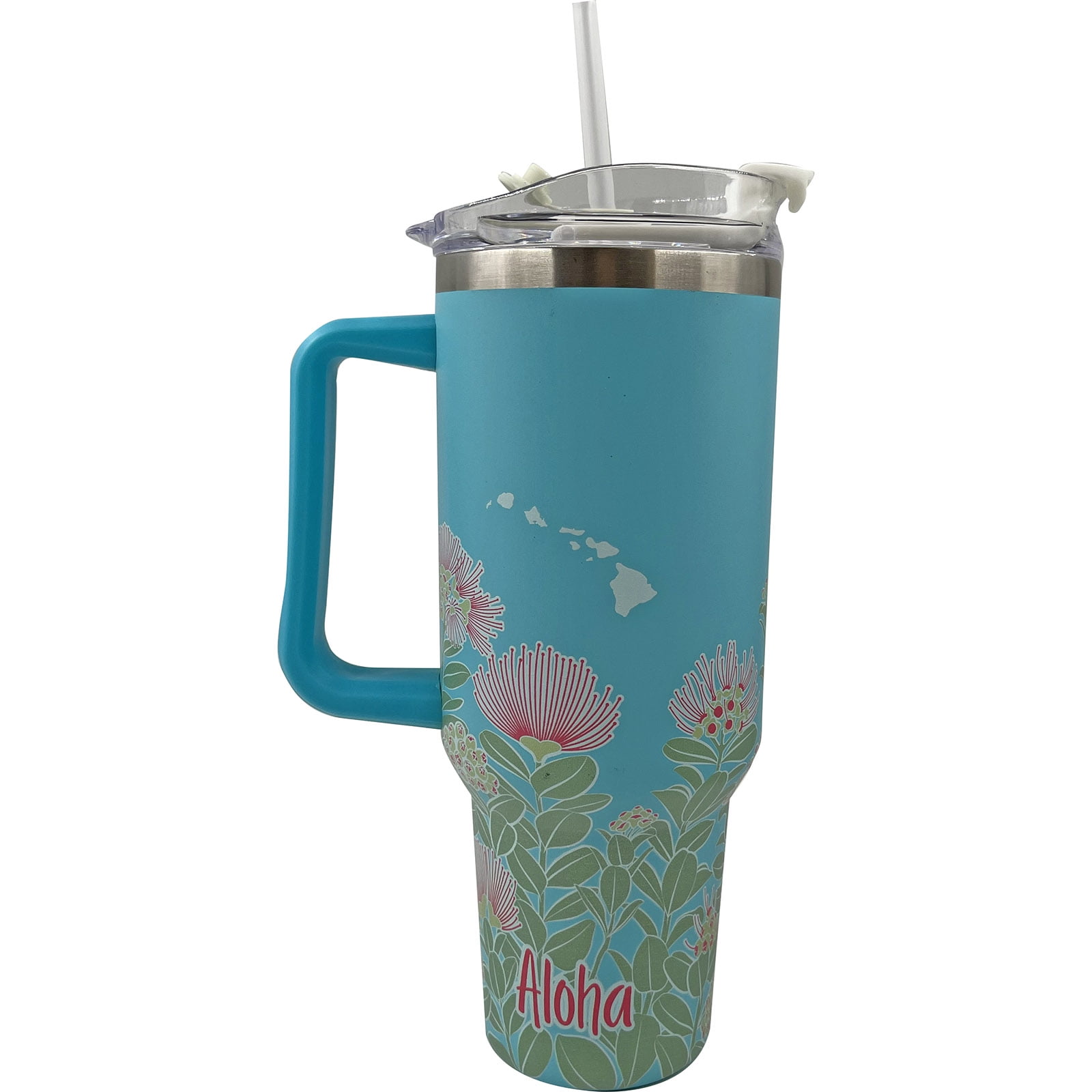 Natural HI Tumbler Ohia Lehua 40 oz with Straw