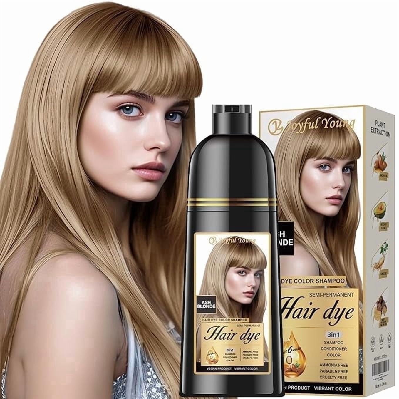 Hair Dye Shampoo 3-in-1, Semi-Permanent Gray Hair Coverage, Color