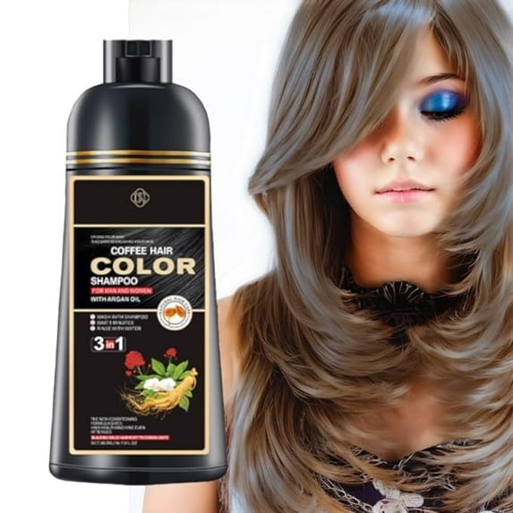 Natural Hair Dye Shampoo 3 IN 1, Hair Color for Gray Hair Coverage, Hair Coloring Shampoo for Women, Color Shampoo Beard Dye for Men, Vegan Ammonia Free Hair Shampoo (Coffee Brown)
