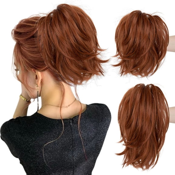 Wig Natural Hair Extensions Messy Bun Piece with Bendable Wire Clip and 8 Inch Design for Women Ponytail and Bun Styles