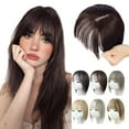 thumbnail image 1 of Natural Hair Pieces with Bangs for Women,2025 Newest Wigs,Short Wigs in Bangs with Temples,Hairpieces Human Hair Hair Clip in Topper,Black, 1 of 9