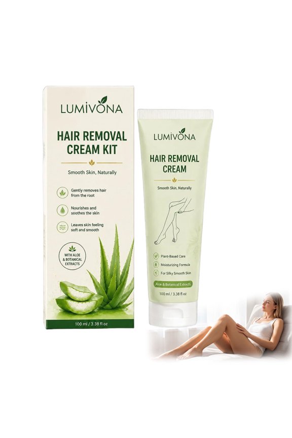 Lumivona Natural Gentle Hair Removal Cream – Skin-Softening Depilatory for Legs, Arms & Underarms, Smooth Sensitive Skin Care