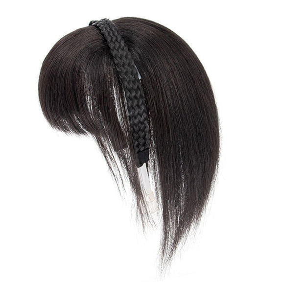 Natural Hairlines Bangs Synthetic Wigs Headband Attachment Daily Use Black False Fringe Texture