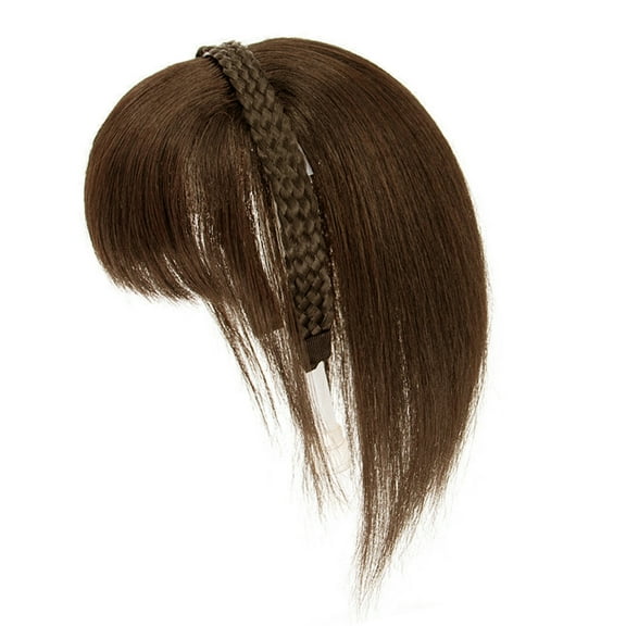 Natural Hairlines Bangs Synthetic Wigs Headband Attachment Daily Use Black False Fringe Texture