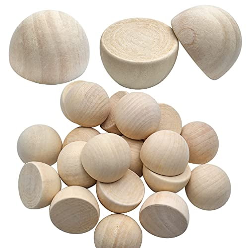 Natural Half Wooden Balls,20pcs 35mm Diameter Unfinished Wooden Balls Split Wood Beads No Holes Hemisphere Wood Ball Crafts Supplies for DIY Projects Kids Art