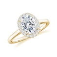 thumbnail image 1 of Natural Halo Engagement Ring with Moissanite in Yellow Gold Plated/ 925 Sterling Silver| Oval Shaped April Birthstone, Birthday, Anniversary, Wedding Jewelry, Ring Size 8, 1 of 4