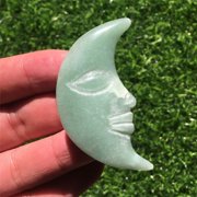 Natural Hand Carved Quartz Crystal Moon Face Reiki Healing Stone Meditation Decor