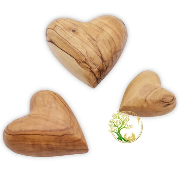 Natural Hand-Carved Wooden Heart | Heart Shape Olive Wood Heart | Heart Can Be Engraved For Anniversary, Wedding, Valentine Gifts