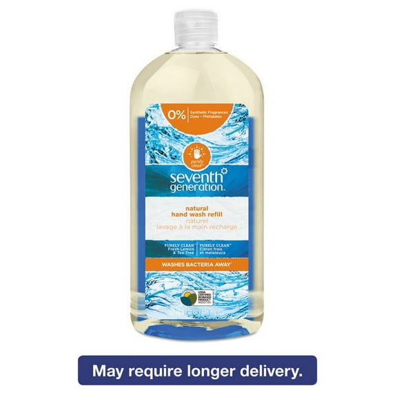 Natural Hand Wash, Purely Clean, Fresh Lemon & Tea Tree,32 Oz Refill Bottle,6/ct