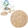 thumbnail image 1 of Natural Hand-Woven Round Rattan Placemat – Heat Resistant Farmhouse Table Mat for Kitchen Dining, Rustic Braided Wicker Decor, 1 of 4