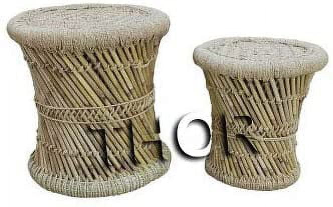 Natural Handmade Cane Bar Bamboo Mudda Stool Set Of 2 Modern Stool