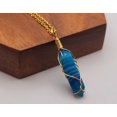 thumbnail image 1 of Natural Handmade Crystal Necklace Gold Tone Agate, Blue Agate,, 1 of 7